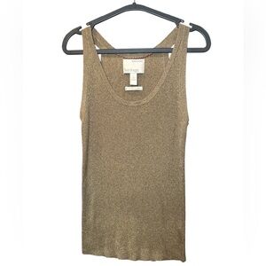 Banana Republic Heritage Gold Metallic Tank Top Italian Yarn Size L
